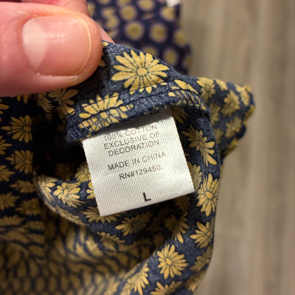 Earthbound Trading Co. Blue Yellow Floral Tunic Top Women's Size L‎ - Picture 6 of 7